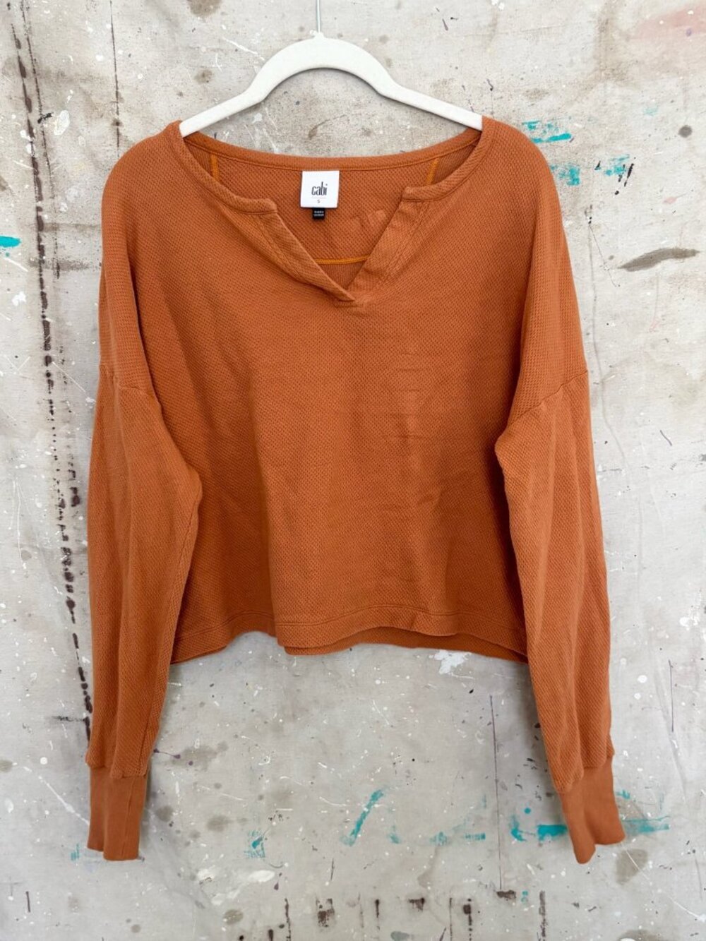 Cabi Cropped Henley Thermal Top